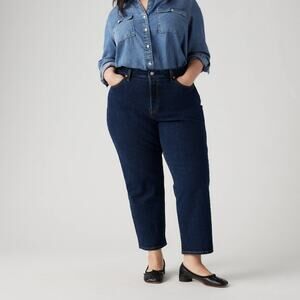 Levi’s Wedgie Straight Dark Wash High Waisted Button Fly Ankle Jeans Size 26W